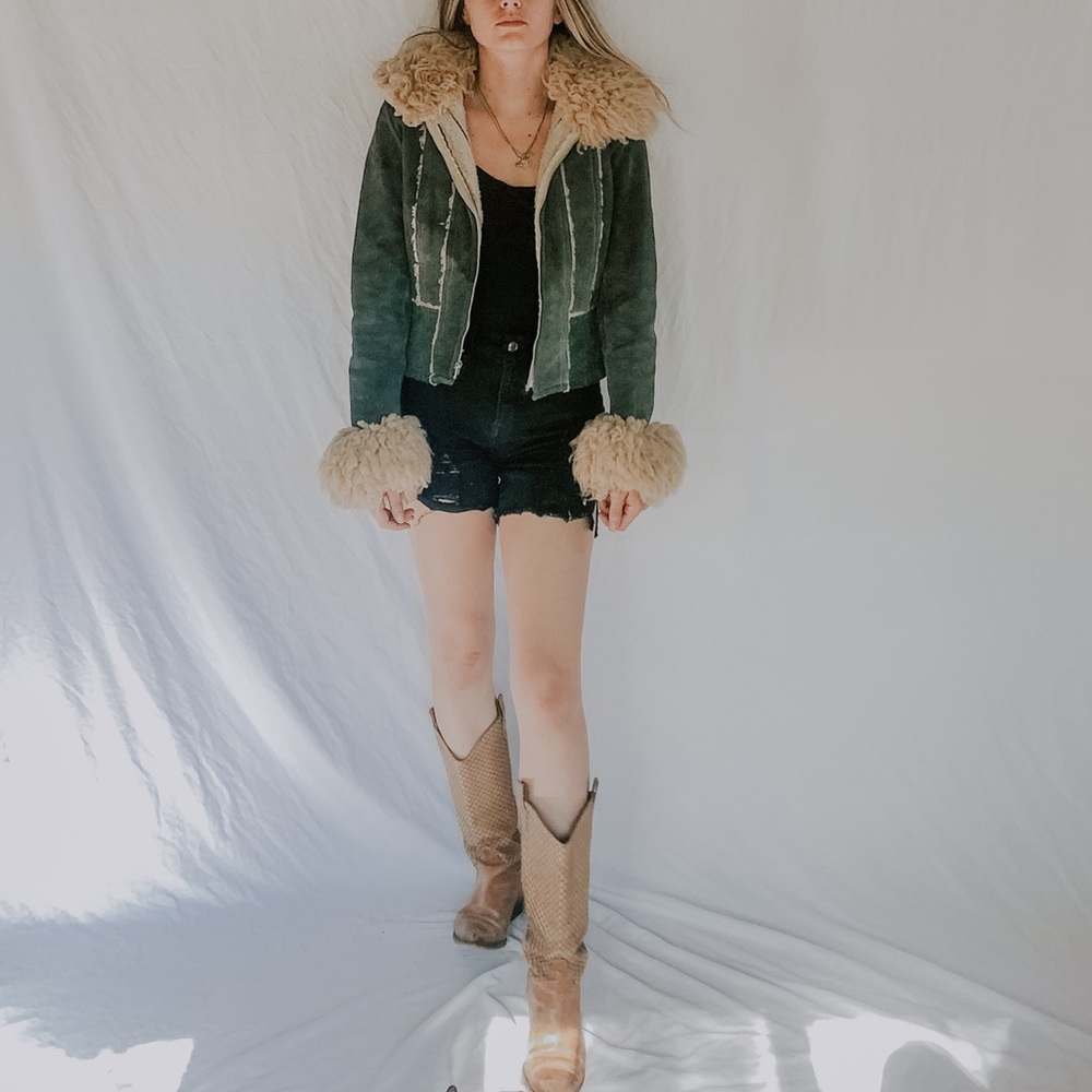 Leather and sheep fur coat